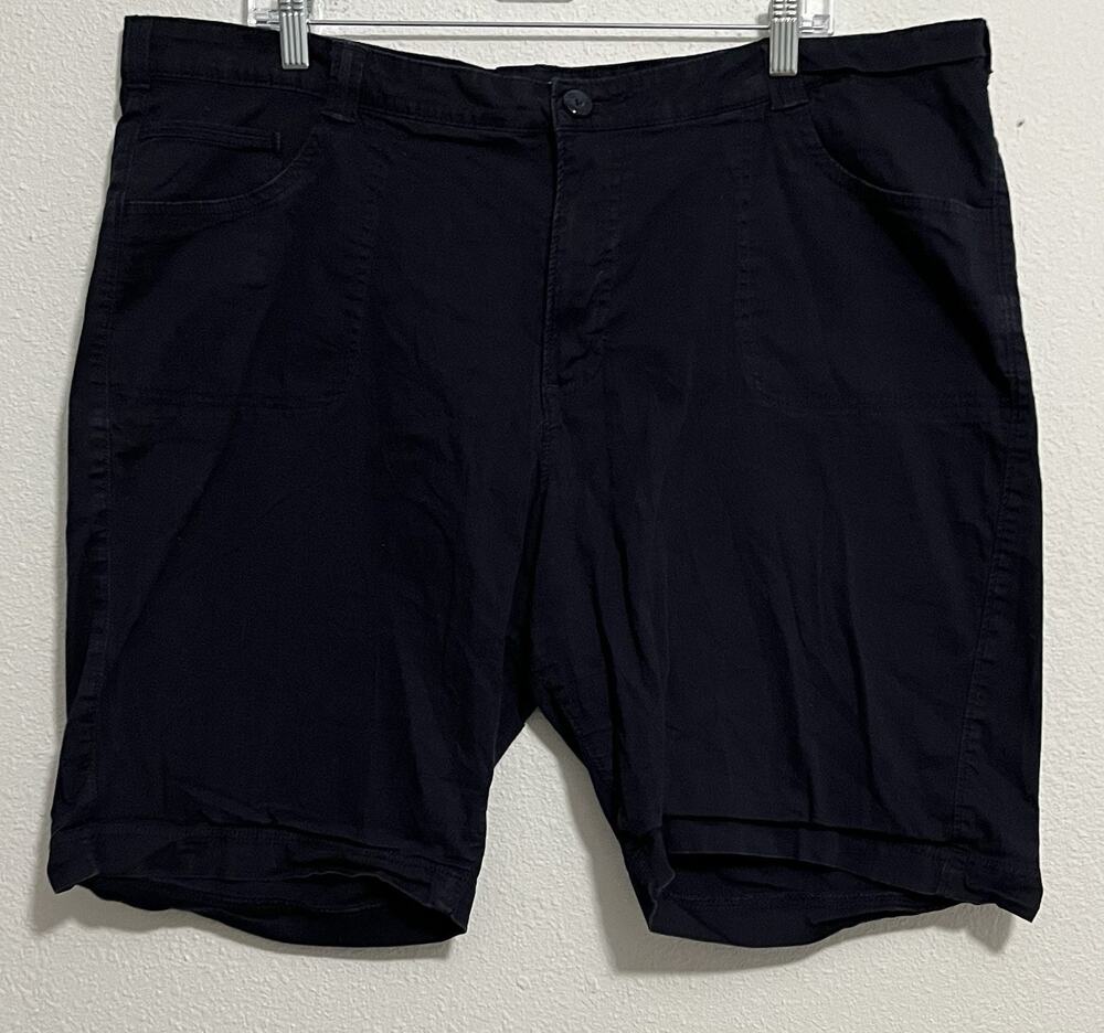 Riders by Lee Men's Black Solid Chino Shorts, Cotton Denim, Flat Front, 10"